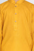 VASTRAMAY Mustard Cotton Baap Beta Kurta Dhoti Set